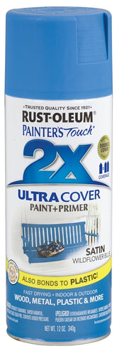 2X Ultra Cover 334080 Spray Paint, Satin, Wildflower Blue, 12 oz, Can